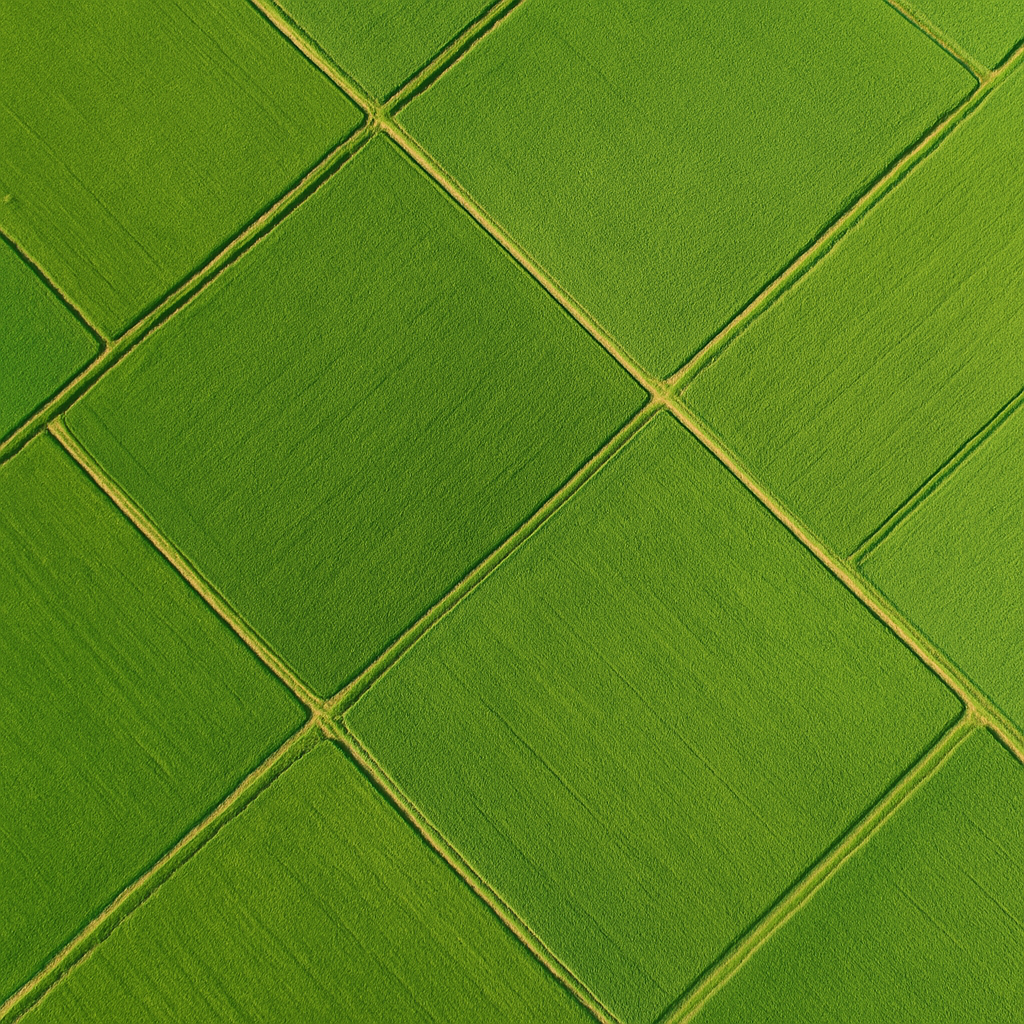 Aerial view of a green field plot of land